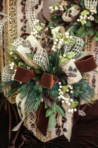 "Rustic Pine Cone Ribbon" Lighted Holiday Box