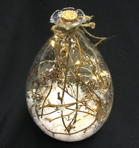 Rustic Glass Teardrop Lighted Ornament