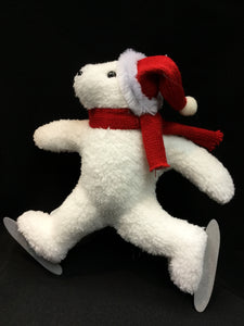 Skating Santa Polar Bear Plush Ornament