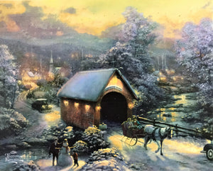(23) "Winter Evening Memories" Fiber Optic lighted Wall Print