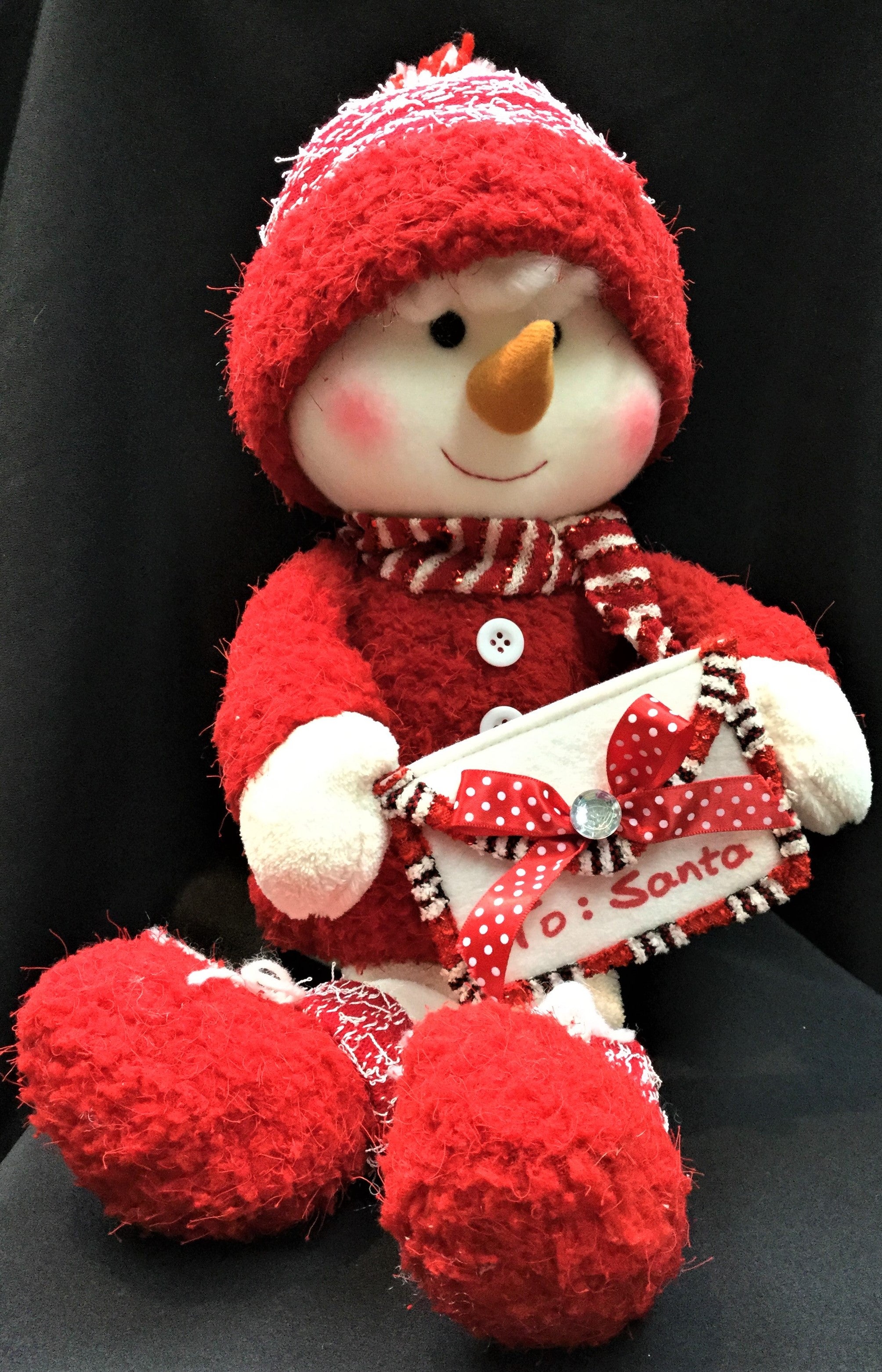 Stuffed Snowman Doll Red and White 