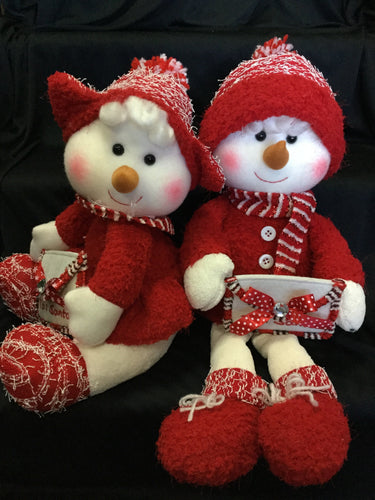 Stuffed Snowman Doll Red and White 