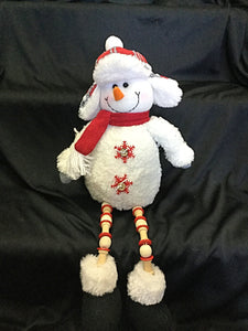 Snowman w/ Thread Spool Legs Red and White