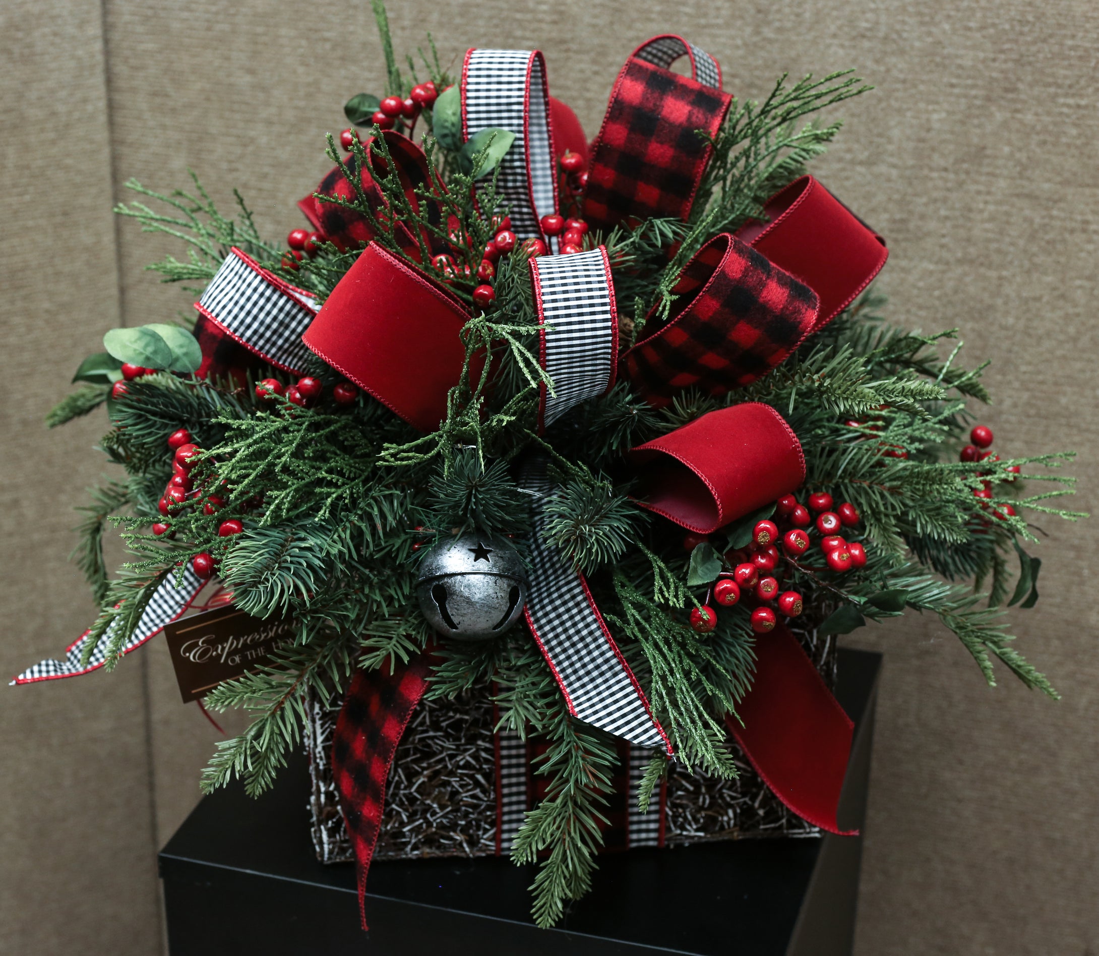 Rustic Red Checked Centerpiece Box