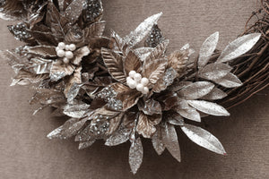 "Platinum Poinsettia" Holiday Wreath